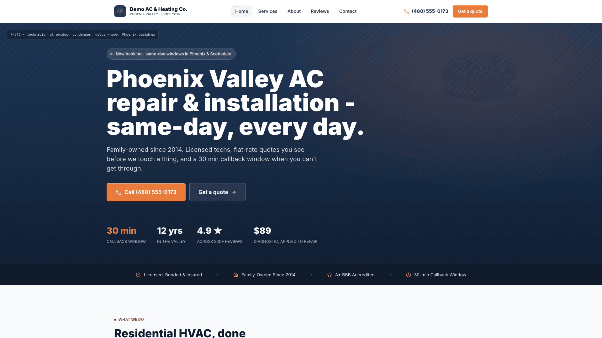 Desert Air Co. sample build screenshot